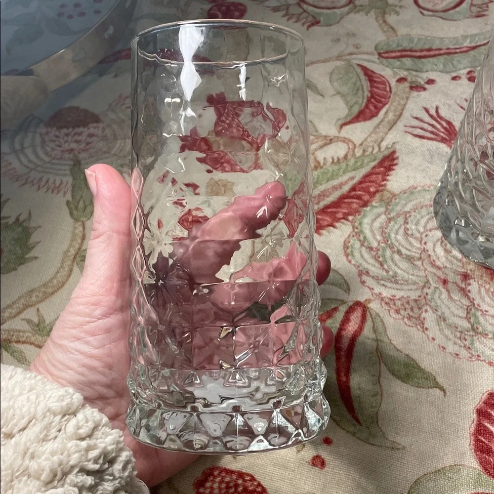 Durobor Gem Crystal Clear Diamond Inspired High Ball Glass Tumbler Set of 4